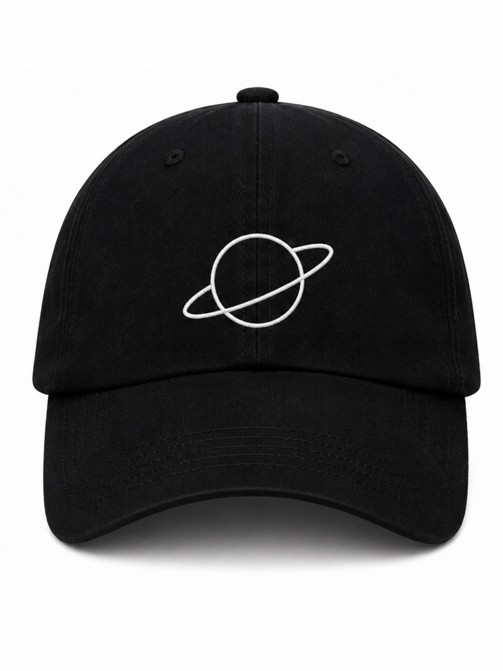 🪐 Saturn Planet Embroidered Black Baseball Cap Space Aesthetic Adjustable Hat